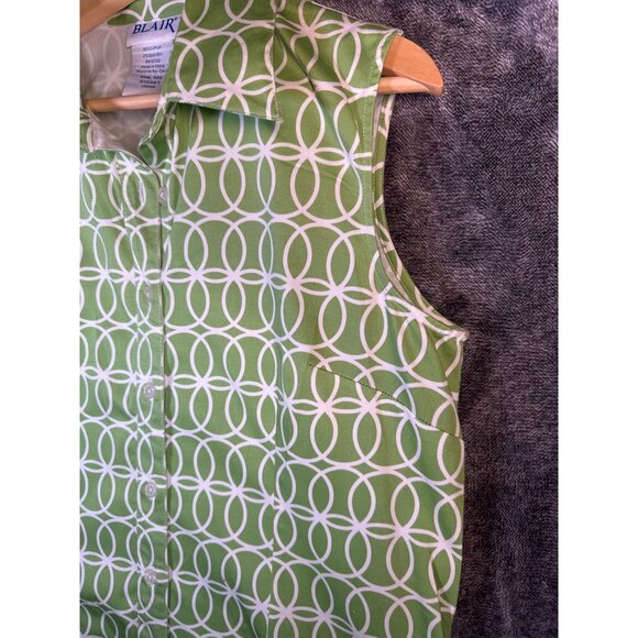 Vintage Blair Grass Green Geometric Print Dress- Small Misses - Picture 6 of 6
